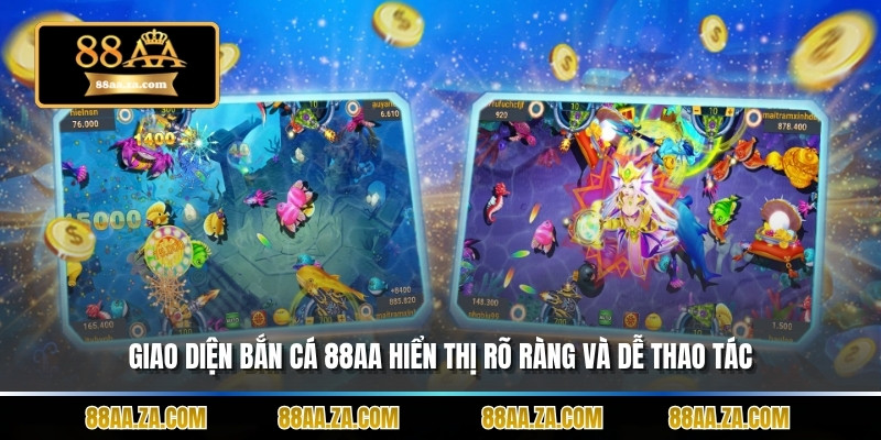 Giao diện bắn cá 88aa hiển thị rõ ràng và dễ thao tác.